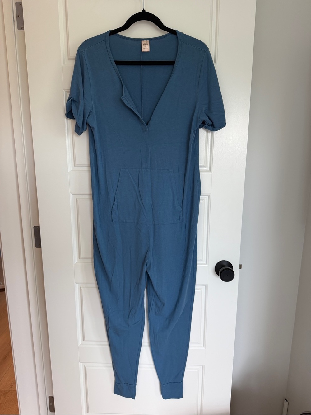 Smash + Tess Slate Blue Short-Sleeve Jumpsuit